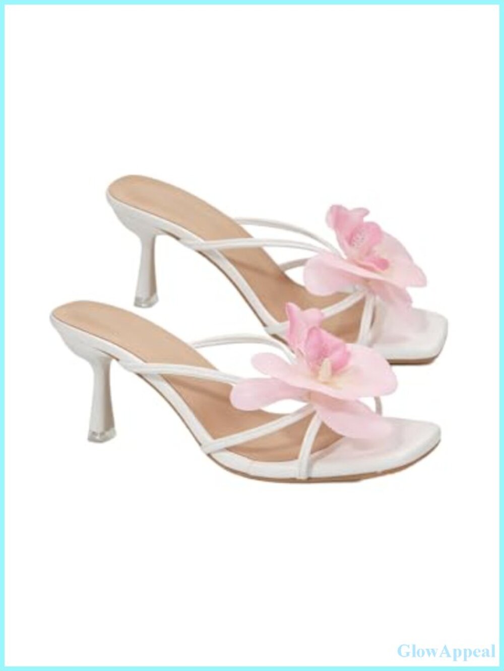 MakeMeChic Women's Flower Kitten Heels Floral Summer Beach Sandals